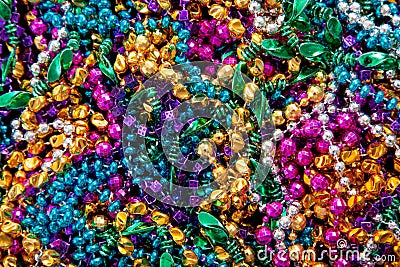 Background of mardi gras beads Stock Photo