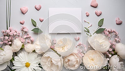 background with margin frame flowers and empty card with copy space for text Cartoon Illustration