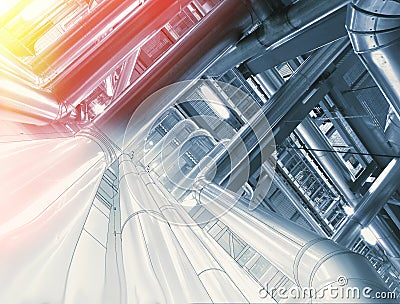 Background of mechanical engineering drawings, industry Stock Photo