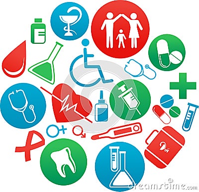 Background with medicine icons and elements Vector Illustration