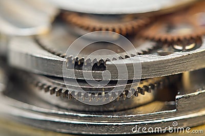 Background with metal cogwheels a clockwork. Conceptual photo Stock Photo