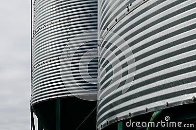 Background of metal farm silos Stock Photo