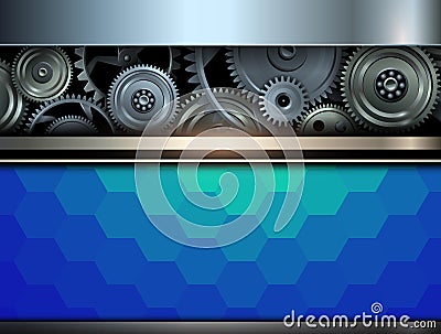 Background metallic with gears Vector Illustration
