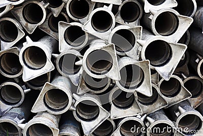 Background of metallic tubes Stock Photo