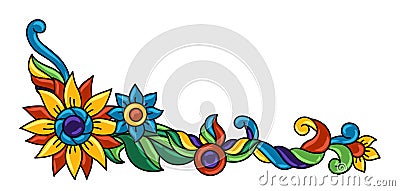 Background with mexican talavera pattern. Decoration with ornamental flowers. Vector Illustration