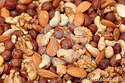 Background of mixed nuts. Stock Photo