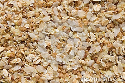 Background of a mixture of rice, oat, buckwheat flakes and flax seeds Stock Photo