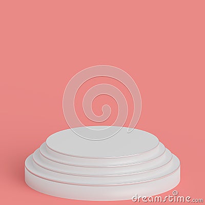 Background mock up scene geometry shape frame for product display and presentation, 3d rendering peach color Cartoon Illustration