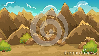 Background Of Mountains And Shrub Vector Illustration