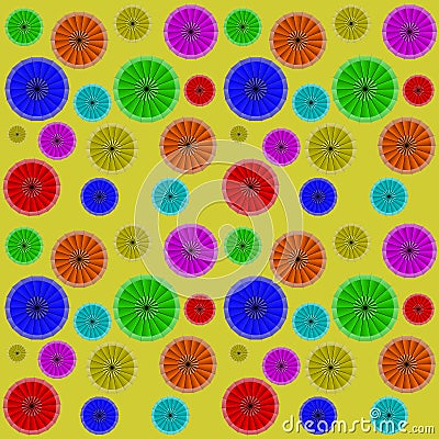 Background of multi-colored Chinese umbrellas Vector Illustration