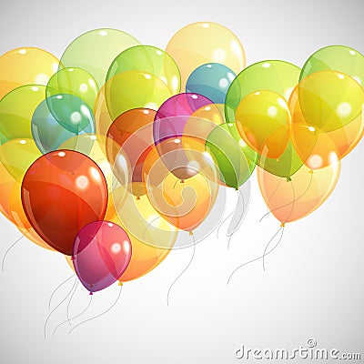 Background with multicolored flying balloons Stock Photo