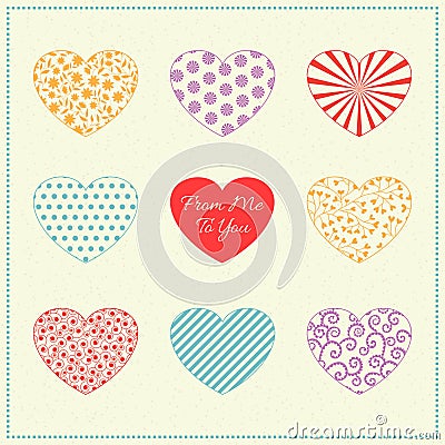 Background with multicolored hearts Vector Illustration