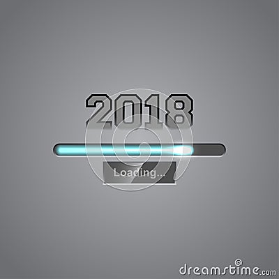 Vector background with progress bar showing loading of 2018 New Year. Vector Illustration