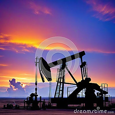 Background of oil pumps mining oil and natural gas at Cartoon Illustration