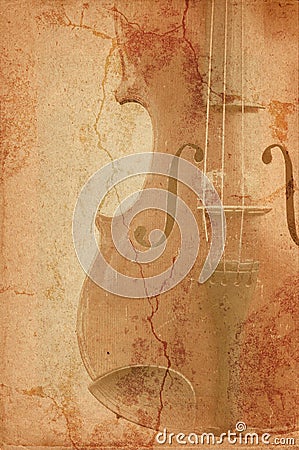 Background with old fiddle Stock Photo