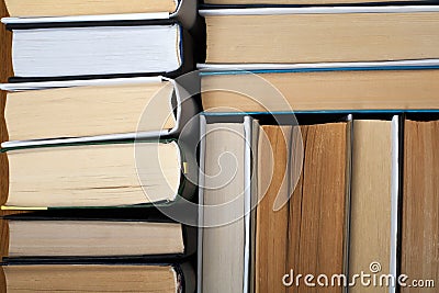 Background from old and used hardback books. Copy space for text. Stock Photo