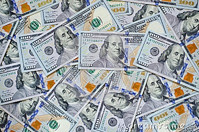 Background of one hundred United states of America US dollars currency Stock Photo