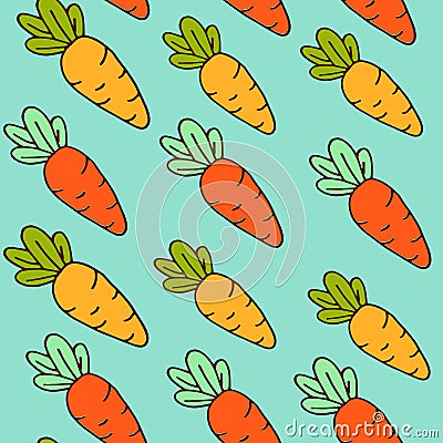 Background of orange carrots, seamless pattern, vegetarian Vector Illustration