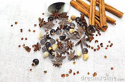 BACKGROUND oriental spices, rich texture of the material Stock Photo