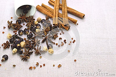 BACKGROUND oriental spices, rich texture of the material Stock Photo