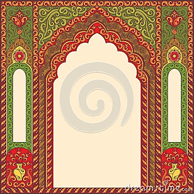 Background ornamented oriental patterned image in the form of an arch. Stock Photo