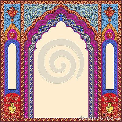 Background ornamented oriental patterned image in the form of an arch. Stock Photo
