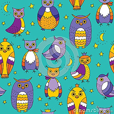 Background with owls Vector Illustration