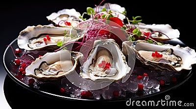 background oysters seafood food culinary Cartoon Illustration