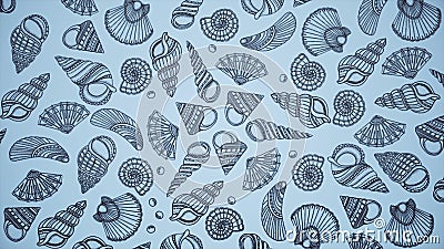 Background of painted shells. Beautiful marine animation of painted shells Stock Photo