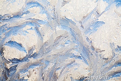 Background of painting on the frozen window by frost - nobody Stock Photo