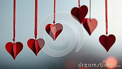 Hanging paper Heart charms Stock Photo