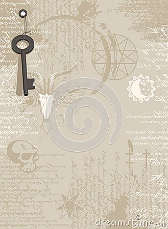 Background of the papyrus with occult symbols Vector Illustration