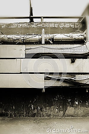 Background with part of an engineering equipment in the technical premise Stock Photo