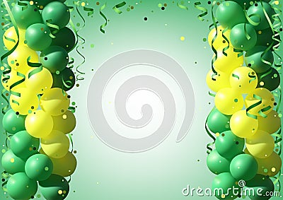 Background with Party Balloons and Confetti Vector Illustration