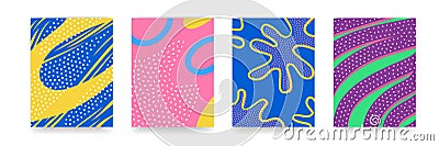 Background pattern, abstract color forms, vector Boho doodle and pop art creative covers design. Modern and retor minimalism Vector Illustration