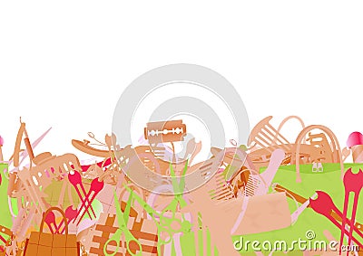 Background pattern abstract seamless design texture. Horizontal stripe. Border frame, transparent background. Theme is about purse Vector Illustration