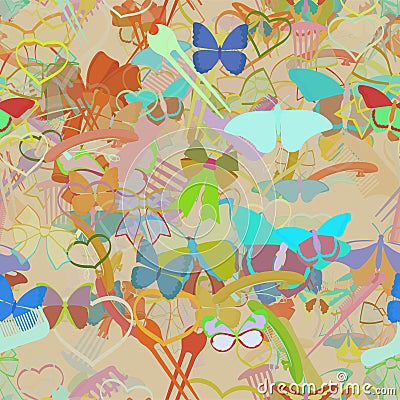 Seamless design pattern. Mixture of topics, abstract art Vector Illustration