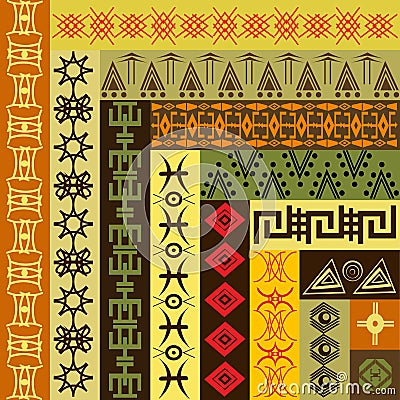 Background pattern with African motifs Vector Illustration