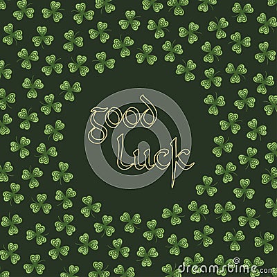 Background pattern border frame with clover leaves Cartoon Illustration