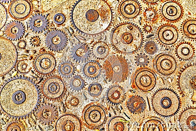 Background pattern with cogs and gears. Stock Photo