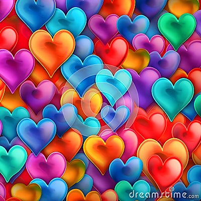 Background pattern, colorful hearts Vector Illustration