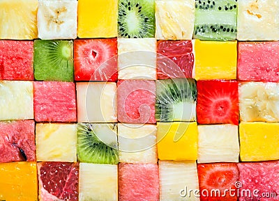 Background pattern and texture of fruit cubes Stock Photo