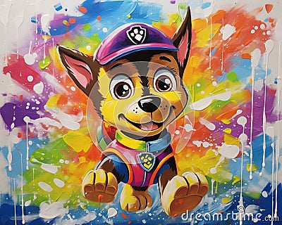 The background of the Paw Patrol is abstract. Cartoon Illustration