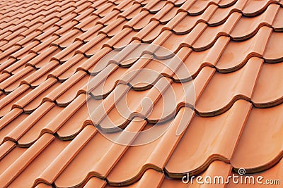 Background perspective of red roof tiles Stock Photo