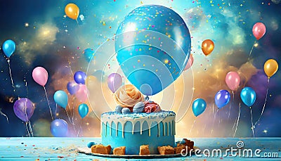 Galactic Anniversary: A Dance of Fantasy and Reality Stock Photo