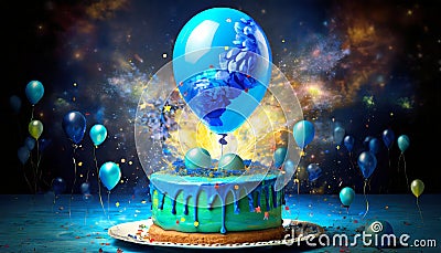 Galactic Anniversary: A Dance of Fantasy and Reality Stock Photo