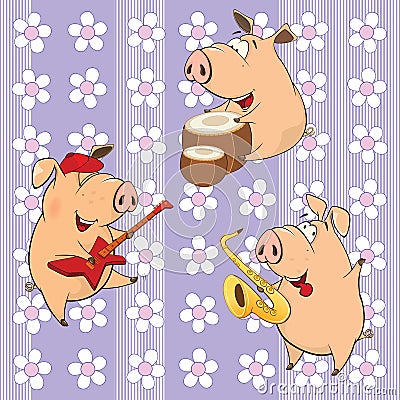 A background with pigs seamless pattern Vector Illustration