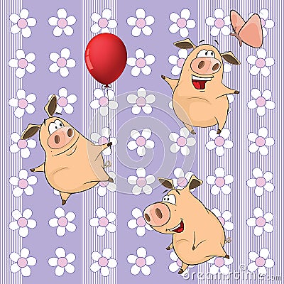 A background with pigs seamless pattern Vector Illustration