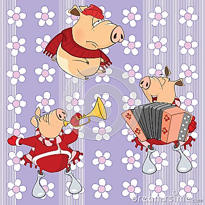 A background with pigs seamless pattern Vector Illustration