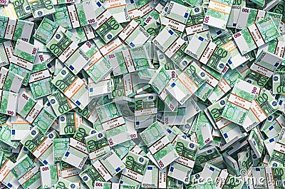 Background from pile of euro packs, 3D rendering Stock Photo